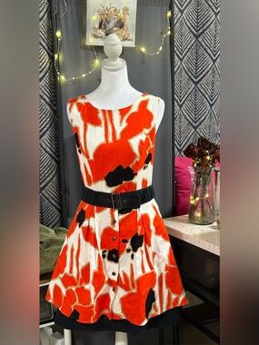 Jessica Simpson 2-in-1 Dress with Detachable Overskirt -Orange and Black Size 8